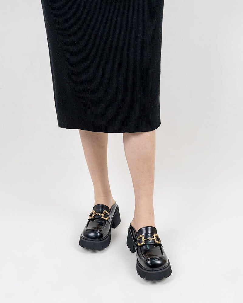 Horsebit-Classic-Metal-Buckle-Backless-Platform-Goth-Wedge-Chunky-Heel-Loafers-mules