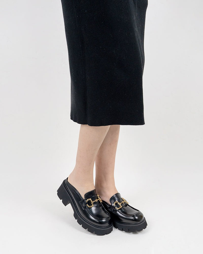 Horsebit-Classic-Metal-Buckle-Backless-Platform-Goth-Wedge-Chunky-Heel-Loafers-mules