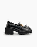 Black-Chain-Comfort-Chunky-Heel-Slip-On-Round-Toe-Loafers