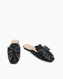 Sequins Bowknot Rhinestone Slip On Backless Mules