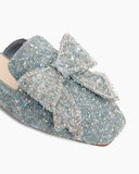 Sequins Bowknot Rhinestone Slip On Backless Mules