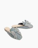 Sequins Bowknot Rhinestone Slip On Backless Mules