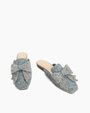Sequins Bowknot Rhinestone Slip On Backless Mules