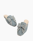 Sequins Bowknot Rhinestone Slip On Backless Mules