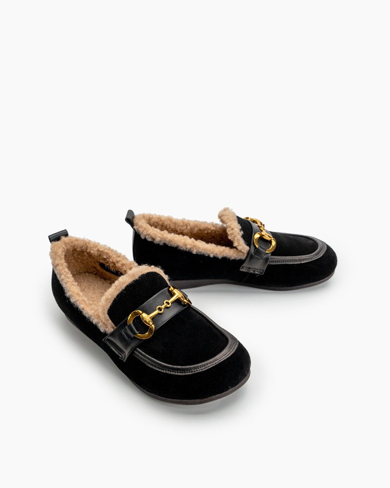 Horsebit-Classic-Metal-Buckle-Suede-Moccasin-Indoor-Outdoor-Slipper-Loafers