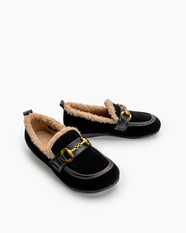 Horsebit-Classic-Metal-Buckle-Suede-Moccasin-Indoor-Outdoor-Slipper-Loafers