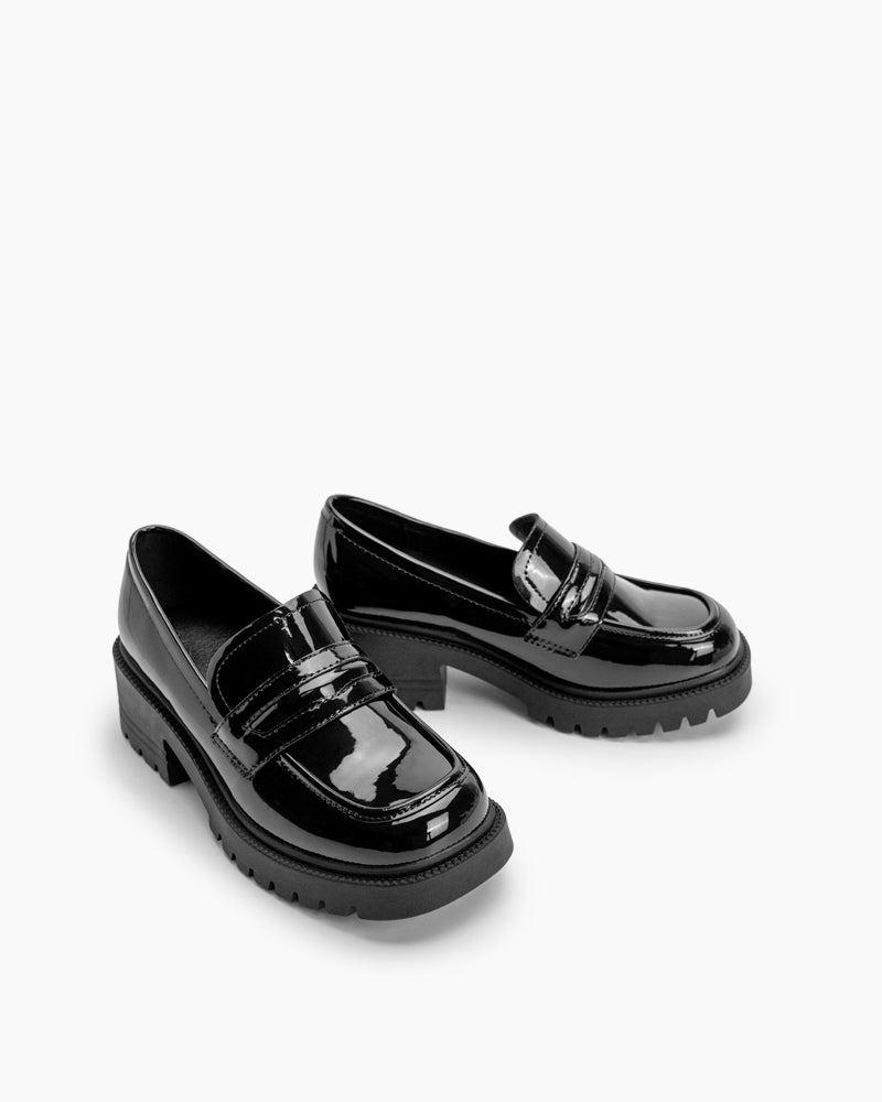 Matte-Patent-Leather-Penny-Chunky-Platform-Slip-on-Loafers