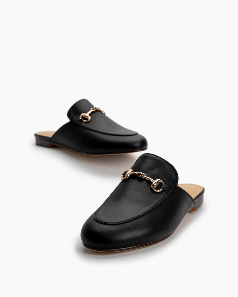 Classic-Horsebit-Oxford-Slide-Slip-On-Leather-Flat-Mules