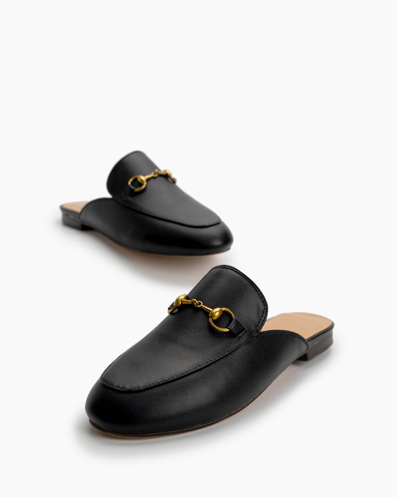Classic-Horsebit-Oxford-Slide-Slip-On-Leather-Flat-Mules