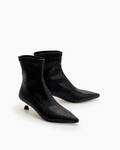 Stiletto Kitten Heel Pointed Toe Ankle Boots