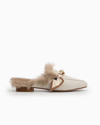 Ribbon-Decor-Flat-Fur-Comfortable-Slippers-Mules