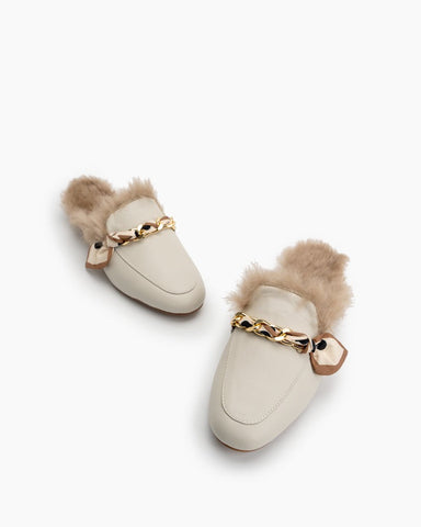 Ribbon-Decor-Flat-Fur-Comfortable-Slippers-Mules