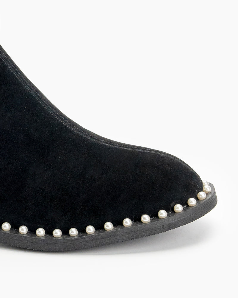 Pearls-Chain-Round-Toe-Chunky-Heel-Ankle-Boots-suede