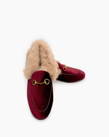 Classic-Horsebit-Velvet-Fur-Flat-Loafers