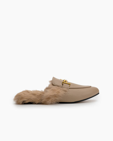 Chain-Closed-Toe-Fur-Backless-Slip-on-Slides-Flat-Leather-Mules