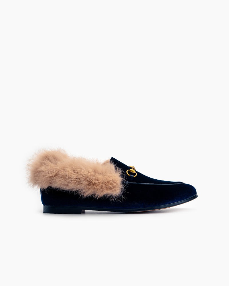 Classic-Horsebit-Velvet-Fur-Flat-Loafers