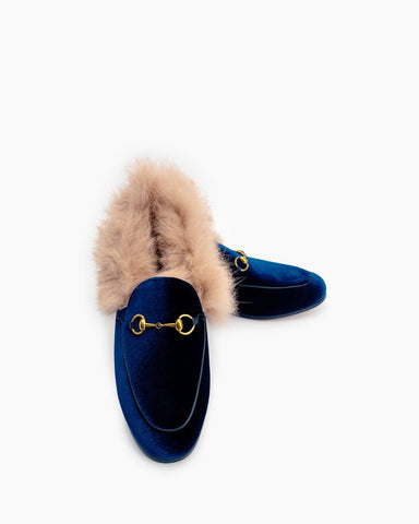 Classic-Horsebit-Velvet-Fur-Flat-Loafers