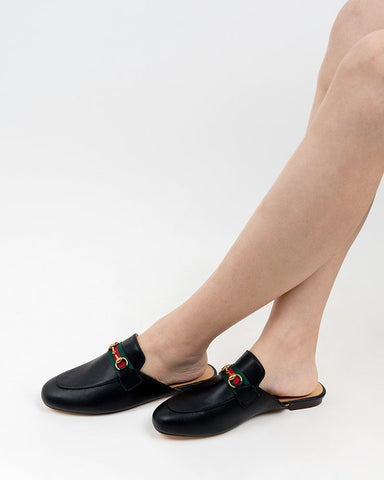 Horsebit-Slip-On-Backless-Comfortable-Leather-Flat-Mules