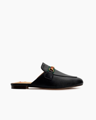 Horsebit-Slip-On-Backless-Comfortable-Leather-Flat-Mules