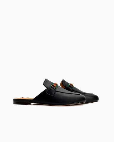 Horsebit-Slip-On-Backless-Comfortable-Leather-Flat-Mules