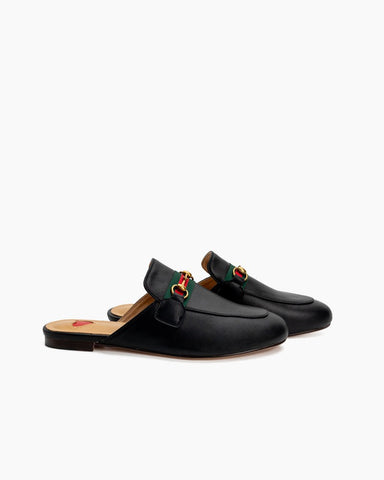 Horsebit-Slip-On-Backless-Comfortable-Leather-Flat-Mules