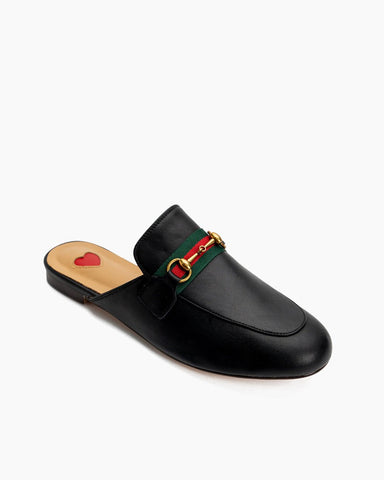 Horsebit-Slip-On-Backless-Comfortable-Leather-Flat-Mules