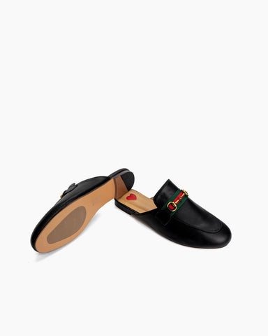 Horsebit-Slip-On-Backless-Comfortable-Leather-Flat-Mules