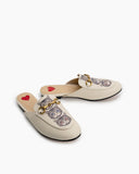 Horsebit-Classic-Metal-Buckle-Cat-Pattern-Leather-Slip-On-Backless-Mules