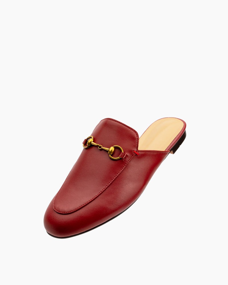 Classic-Horsebit-Oxford-Slide-Slip-On-Leather-Flat-Mules