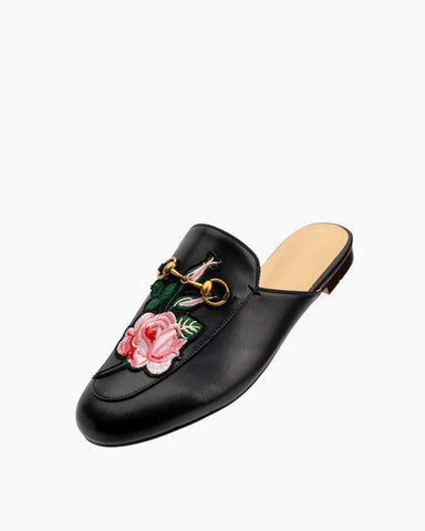 Horsebit-Floral-Embroidery-Vamp-Backless-Slip-On-Mules-Slippers