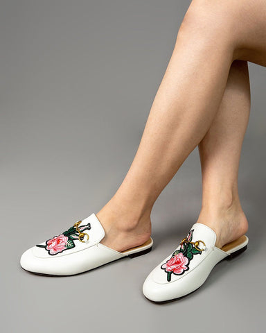 Horsebit-Floral-Embroidery-Vamp-Backless-Slip-On-Mules-Slippers