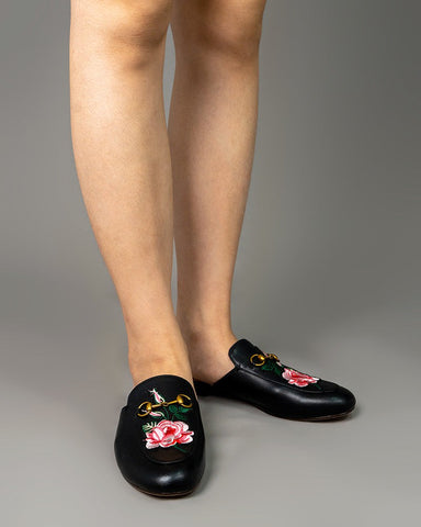 Horsebit-Floral-Embroidery-Vamp-Backless-Slip-On-Mules-Slippers