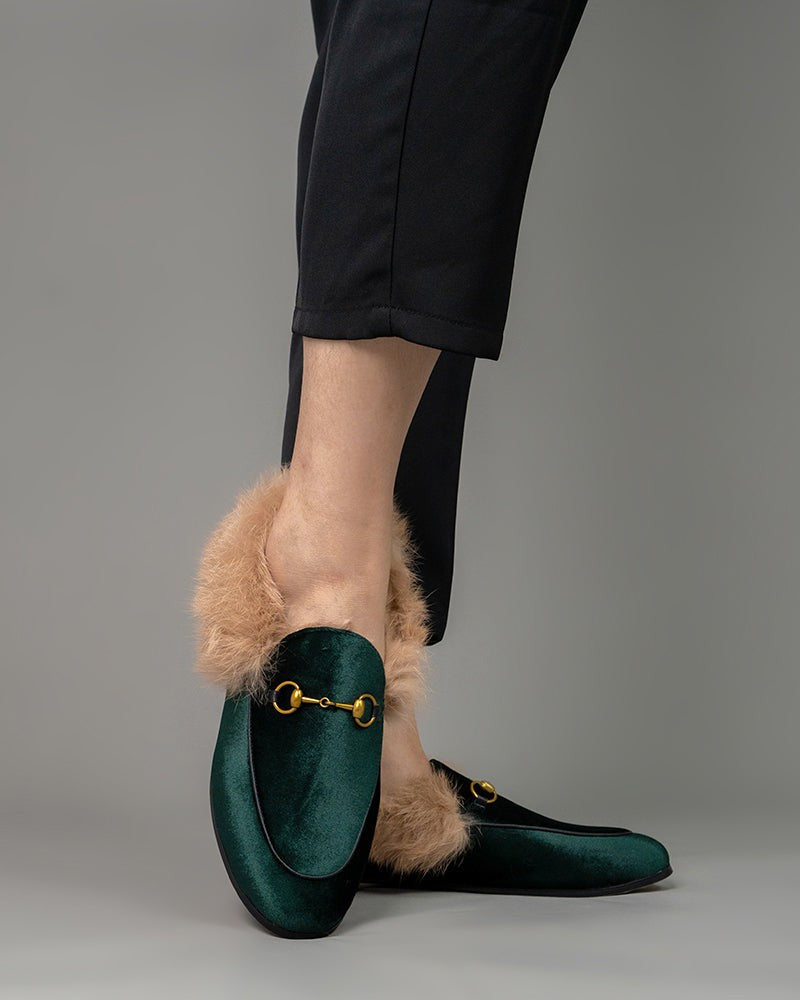 Classic-Horsebit-Velvet-Fur-Flat-Loafers