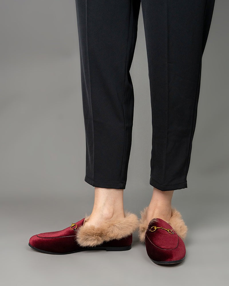 Classic-Horsebit-Velvet-Fur-Flat-Loafers