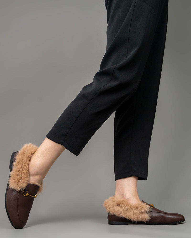 Horsebit-Chain-Fur-Flat-Leather-Slip-on-Penny-Loafers