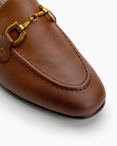 Metal-Buckle-Fluffy-Leather-Fur-Flat-Loafers