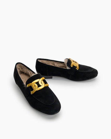 Metal-Decor-Fluffy-Warm-Loafers-Fur-Suede