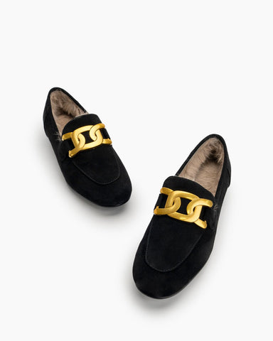 Metal-Decor-Fluffy-Warm-Loafers-Fur-Suede
