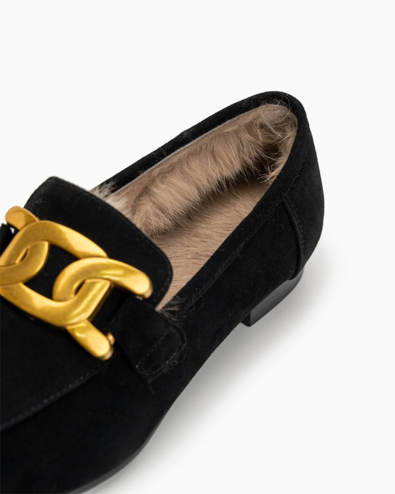 Metal-Decor-Fluffy-Warm-Loafers-Fur-Suede