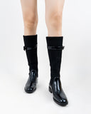 Retro-Metal-Buckle-Stretch-Knitted-Knee-High-Boots