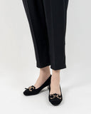 Suede Tassel Chain Decor Block Heel Loafers