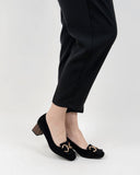 Suede Tassel Chain Decor Block Heel Loafers