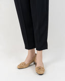 Suede Tassel Chain Decor Block Heel Loafers