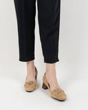 Suede Tassel Chain Decor Block Heel Loafers