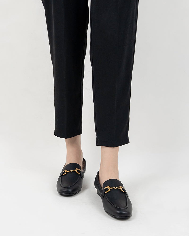 Metal-Buckle-Fluffy-Leather-Fur-Flat-Loafers