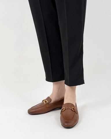 Metal-Buckle-Fluffy-Leather-Fur-Flat-Loafers