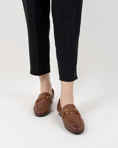 Metal-Buckle-Fluffy-Leather-Fur-Flat-Loafers