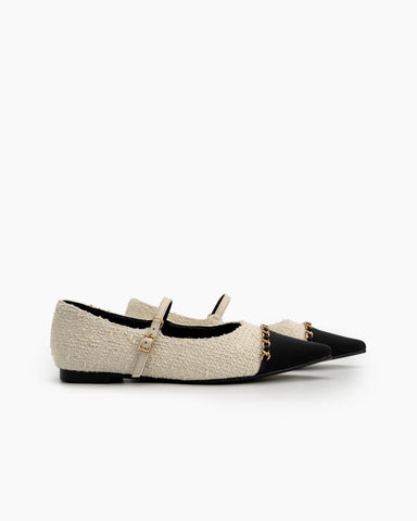 Tweed-Pointed-Toe-Slip-on-Ballet-Mary-Jane-Flats