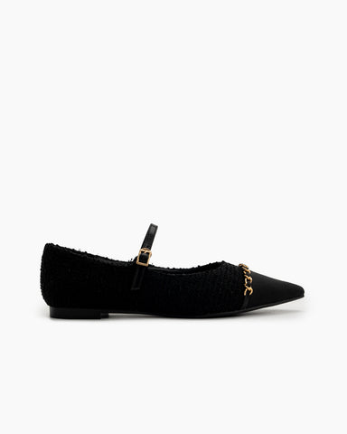 Tweed-Pointed-Toe-Slip-on-Ballet-Mary-Jane-Flats