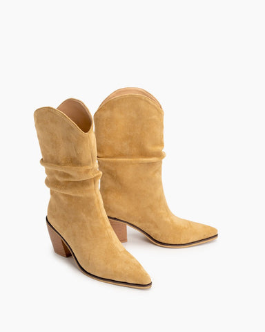 Pointed-Toe-V-Cut-Vintage-Chunky-Heel-Western-Ankle-Boots